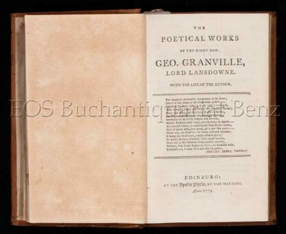 Lansdowne, George Granville: -The poetical works.