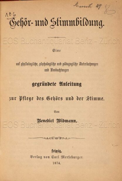 Widmann, Benedikt: -Gehör- und Stimmbildung.