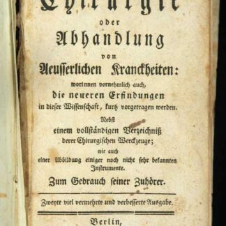 Pallas, August Friedrich: -Chirurgie oder Abhandlung von Aeusserlichen Kranckheiten.