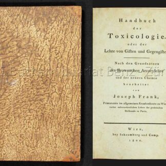 Frank, Joseph: -Handbuch der Toxicologie,