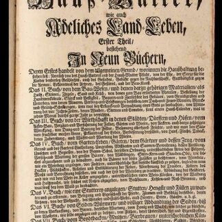 Florin, Franz Philipp: -Allgemeiner klug-verständiger Hauss-Vatter wie auch adeliches Land-Leben.
