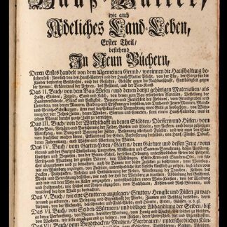 Florin, Franz Philipp: -Allgemeiner klug-verständiger Hauss-Vatter wie auch adeliches Land-Leben.